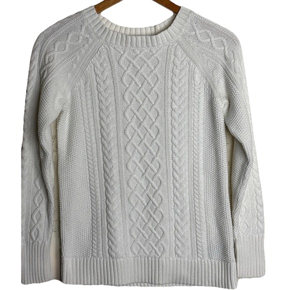 GAP Sweaters - Gap Chunky Cable Knit Fisherman Sweater Womens Small White Cotton Preppy Coastal